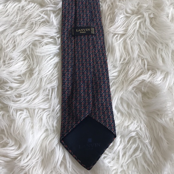 ✅ LANVIN Paris Blue Navy Red/Gold Man’s Neck tie - Picture 2 of 5